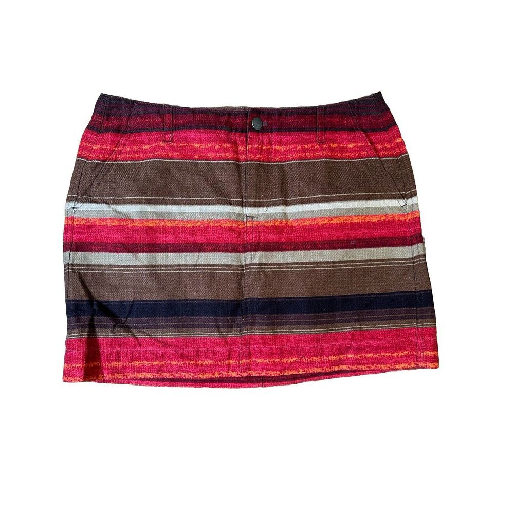 Old Navy Woman' Lined Multicolor Mini Skirt Horizontal Stripes Front Pocket Sz 4